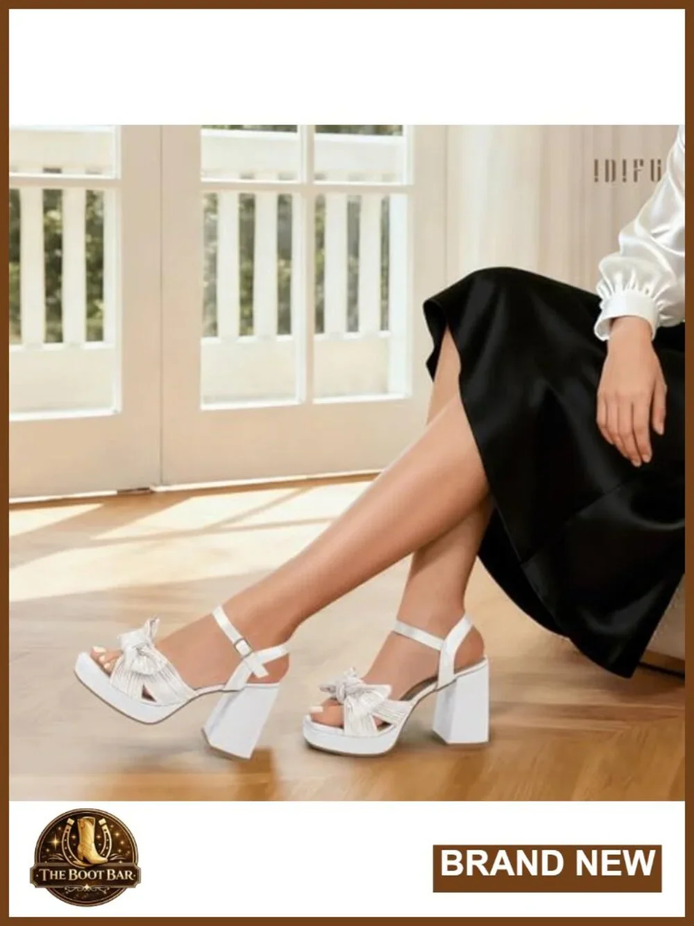 IDIFU Platform Chunky Block High Bow Heels Square Open Toe Heeled Sandals